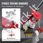 Elektrinė gervė 600 kg | 2x nuotoliniai valdymai, 12 m trosas, 1150 W variklis - Image 5