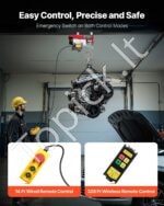 Elektrinė gervė 200 kg | 500 W variklis, 12 m trosas, bevielis nuotolinis valdymas - Image 8