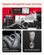 Elektrinė gervė 200 kg | 500 W variklis, 12 m trosas, bevielis nuotolinis valdymas - Image 5