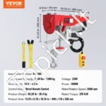 Elektrinė gervė 1200 kg | 12 m trosas, 1600 W variklis, nuotolinis valdymas - Image 3