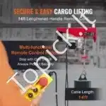 Elektrinė gervė 500–1000 kg | 1600 W variklis, 12 m trosas, laidinis pultas - Image 7