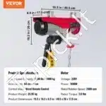 Elektrinė gervė 500–1000 kg | 1600 W variklis, 12 m trosas, laidinis pultas - Image 3