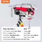 Elektrinė gervė 125–250 kg | 510 W variklis, 12 m trosas, laidinis pultas - Image 3