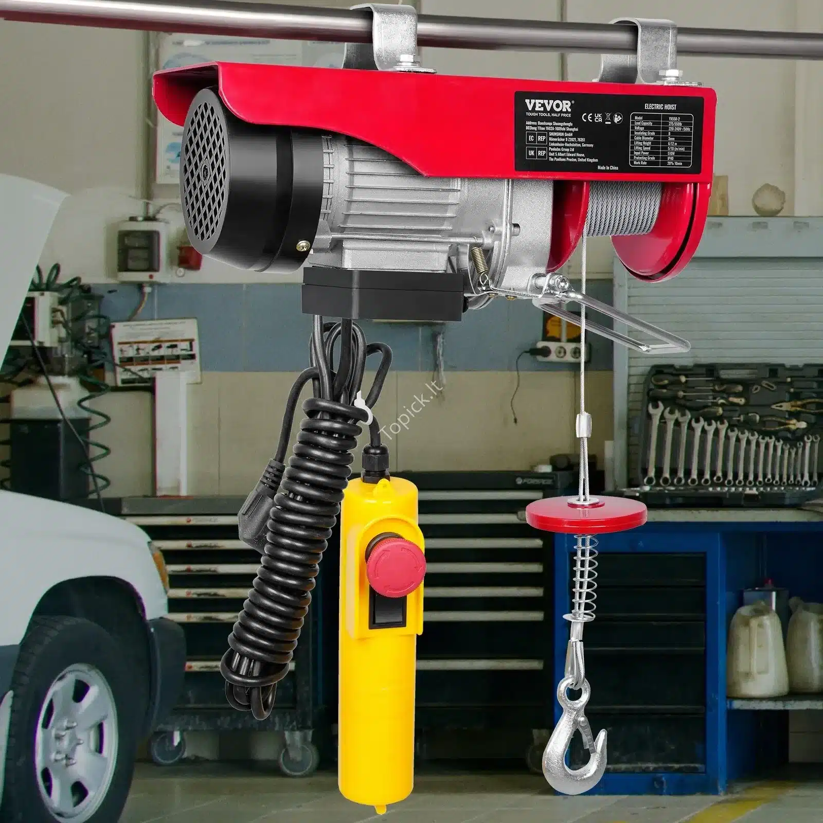de_DDGSSHLYXYKKYD0QSV2_original_img-v2_electric-hoist-m100-1.12 Elektrinė gervė 125–250 kg | 510 W variklis, 12 m trosas, laidinis pultas - Image 2