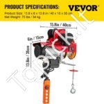 Elektrinė trosinė gervė su bėgine važiuokle 800 kg | 12 m trosas - Image 3