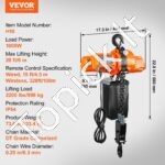 Elektrinis grandininis kranas 998 kg | 6 m trosas, bevielis ir laidinis valdymas - Image 3