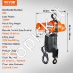 Elektrinis grandininis keltuvas 998 kg, 3 m trosas, su nuotoliniu valdymu - Image 3