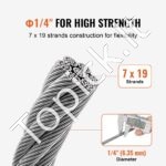 6,35 mm nerūdijančio plieno lynas 76,2 m (7x19) - Image 8