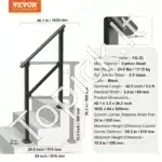 Metaliniai laiptų turėklai su skersine atrama, 103 cm ilgis, 1–2 pakopoms - Image 6