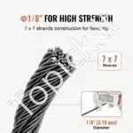 3,18 mm nerūdijančio plieno trosas 152,4 m (7x7) - Image 7