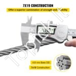 4,8 mm x 76 m T304 nerūdijančio plieno trosas, 7×19 konstrukcija - Image 6