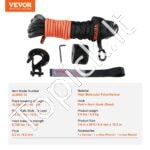 Sintetinis vinies lynas 6,4 mm × 15,2 m (44,5 kN / 10 000 lbs) su Ram’s‑horn plieniniu kabliu - Image 3