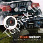 Sintetinis vinies lynas 4,8 mm × 15,2 m (8 350 lbs / ~3 790 kg) su „Ram’s‑horn“ plieniniu kabliu - Image 4