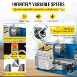 Mini metalo tekinimo staklės 180 × 350 mm, 550 W, skaitmeninis ekranas, LED lempa - Image 6