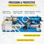 Mini metalo tekinimo staklės 180 × 350 mm, 550 W, skaitmeninis ekranas, LED lempa - Image 5