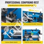 Mini metalo tekinimo staklės 180 × 350 mm, 550 W, skaitmeninis ekranas, LED lempa - Image 4