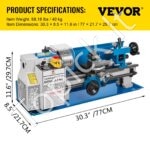 Mini metalo tekinimo staklės 180 × 350 mm, 550 W, skaitmeninis ekranas, LED lempa - Image 3