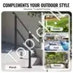 Metaliniai laiptų turėklai su skersine atrama, 101,6 cm ilgis, 2–3 pakopoms - Image 5