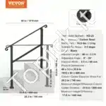 Metaliniai laiptų turėklai su skersine atrama, 101,6 cm ilgis, 2–3 pakopoms - Image 6