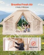 3 × 3 × 2,3 m pripučiamas glamping stovyklos palapinės namelis 4–6 asm. su pompa - Image 4