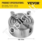 K72–125 4 žnyplių tekinimo staklių griebtuvė Ø 125 mm - Image 3