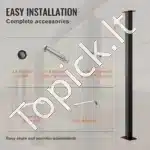 Metalinės turėklų atramos stulpelis, 91 x 4 x 4 cm, be skylių, juodos spalvos, 1 vnt. - Image 5