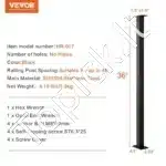 Metalinės turėklų atramos stulpelis, 91 x 4 x 4 cm, be skylių, juodos spalvos, 1 vnt. - Image 6