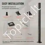 Metalinė turėklų atramos stulpelis balkonui, 107 x 2,54 x 5 cm, juodos spalvos - Image 5