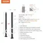 Metalinė turėklų atramos stulpelis balkonui, 107 x 2,54 x 5 cm, juodos spalvos - Image 6