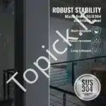 Nerūdijančio plieno turėklų stulpelis, 106,7 x 5 x 5 cm, su milteliniu padengimu, 136 kg apkrova - Image 2