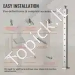 Nerūdijančio plieno turėklų stulpelis su horizontaliomis angomis, 91 x 2,5 x 5 cm, 10 skylučių, sidabrinės spalvos - Image 5