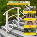 Laiptų turėklas 1–3 laipteliams, matinės baltos spalvos, komplekte tvirtinimo priedai - Image 2