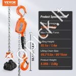 Mini rankinis grandininis keltuvas – 0,5 t talpa, 1,40 m kėlimo aukštis - Image 3