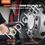 Momentų daugiklis 4800 Nm 1:58 su 25,4 mm kvadratine jungtimi – raktų komplektas su 4 lizdais - Image 8