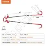 G80 Plieninė Tempimo Grandinė su J Formos Kabliu – 10 mm x 90 cm - Image 3