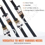 4 vnt. 2 272 kg tvirtinimo diržai su sagtimi ir dvigubais J‑kabliais – 5 cm × 240 cm - Image 5