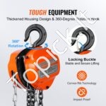 Mini rankinis grandininis keltuvas 1 t | 2,8 m pakėlimo aukštis | G80 plieninė grandinė | 360° sukiojamas kablys - Image 4