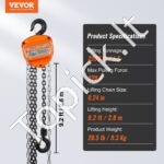 Mini rankinis grandininis keltuvas 1 t | 2,8 m pakėlimo aukštis | G80 plieninė grandinė | 360° sukiojamas kablys - Image 3