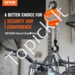 Mini rankinis grandininis keltuvas 1 t | 5,6 m pakėlimo aukštis | G80 plieninė grandinė | 360° sukiojamas kablys - Image 8