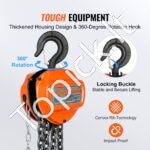 Grandininis keltuvas 2 t | 2,8 m pakėlimo aukštis | 365 N traukos jėga | G80 plieninė grandinė | 360° sukiojamas kablys - Image 5