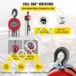 Mini rankinis grandininis keltuvas 2 t | 2,5 m pakėlimo aukštis | G80 plieninė grandinė | 360° sukiojamas kablys - Image 7