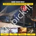 Mini rankinis grandininis keltuvas 1 t | 2 m pakėlimo aukštis | G80 plieninė grandinė | 360° sukiojamas kablys - Image 8