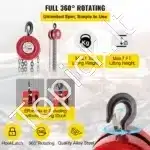 Mini rankinis grandininis keltuvas 1 t | 2 m pakėlimo aukštis | G80 plieninė grandinė | 360° sukiojamas kablys - Image 7