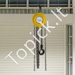 Mini rankinis grandininis keltuvas 1 t | 6 m pakėlimo aukštis | Geltonas metalinis korpusas | 360° sukiojamas kablys - Image 2