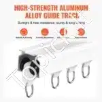 Lubų užuolaidų bėgelio sistemos rinkinys 180 cm su montavimo elementais ir kabliukais - Image 7