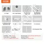 5,4 m lubų užuolaidų bėgelis su kabliukais ir laikikliais - Image 3