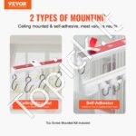 Tvirta lubinė užuolaidų bėgelio sistema 300 cm su kabliukais - Image 8