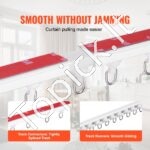 Tvirta lubinė užuolaidų bėgelio sistema 300 cm su kabliukais - Image 6