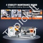 Metalo tekinimo staklės 500 W | 18 × 36 cm stalinis modelis su HT200 ketaus korpusu, 0–2200 aps./min, M0.5–M2.5 sriegiai - Image 6