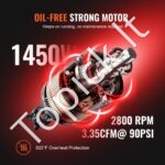 1450W tylus oro kompresorius be alyvos – 24L bakas, 70 dB garsumo, 230V - Image 8